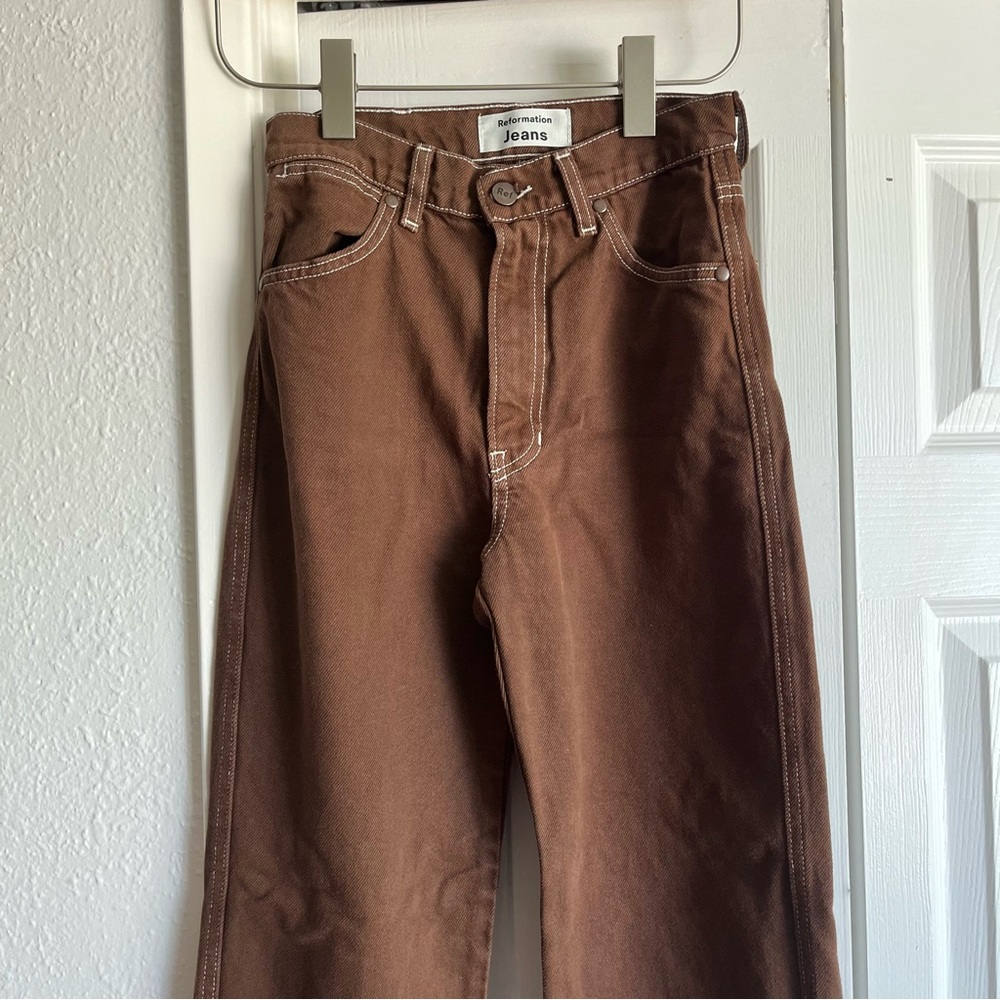 Reformation Cowboy High Rise Straight Jeans Chocolate Womens Size 23 - Picture 12 of 13